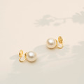 極簡水晶珍珠．蚊香盤耳夾 - 金色 ( 12mm )_7