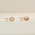 簡約貝殼珍珠．蚊香盤耳夾 - 金色_8