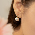 極簡線條珍珠．蚊香盤耳夾 - 金色