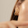 排鑽珍珠三線耳圈．蚊香盤耳夾 - 金色_6