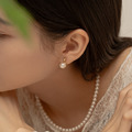 俐落線條貼耳珍珠．蚊香盤耳夾 - 銀色/金色_4