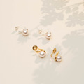 俐落線條貼耳珍珠．蚊香盤耳夾 - 銀色/金色_1