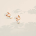 單鑽垂墜珍珠．蚊香盤耳夾 - 玫瑰金色_9
