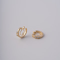 日本直送 | 三鑽鑲嵌C圈．U型彈簧耳夾 - 銀色/金色_8