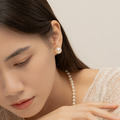 極簡水晶珍珠．蚊香盤耳夾 - 金色 ( 12mm )