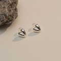 極簡亮面愛心．蚊香盤耳夾 - 銀色