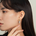 三花鑲鑽串串．蚊香盤耳夾 - 銀色/金色_1