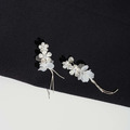 銀白花長流蘇．蚊香盤耳夾 - 銀色_5