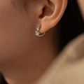 簡約細閃雙鑽．蚊香盤耳夾 - 銀色_5