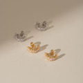 交錯排序鋯石．蚊香盤耳夾 - 銀色/金色_11