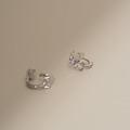 簡約細閃雙鑽．蚊香盤耳夾 - 銀色_7