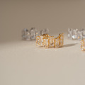 交錯排序鋯石．蚊香盤耳夾 - 銀色/金色_12
