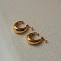 極簡蛋形U型線條．一體成型螺旋耳夾 - 金色