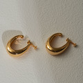 極簡蛋形U型線條．一體成型螺旋耳夾 - 金色_12