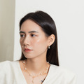 漸層環圈珍珠．一體成形螺旋耳夾 - 金色_1