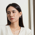 滿版珍珠C圈．一體成形螺旋耳夾 - 金色_2