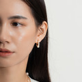 漸層環圈珍珠．一體成形螺旋耳夾 - 金色_4