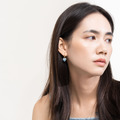 塗釉愛心鎖頭耳圈．兩戴式一體成型螺旋耳夾 - 藍色_4