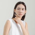 耳圈垂墜蕾絲蝴蝶結．一體成型螺旋耳夾 - 銀色_2