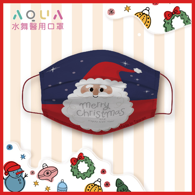 【聖誕限定】水舞醫用口罩平面成人設計款-聖誕老公公(10入)