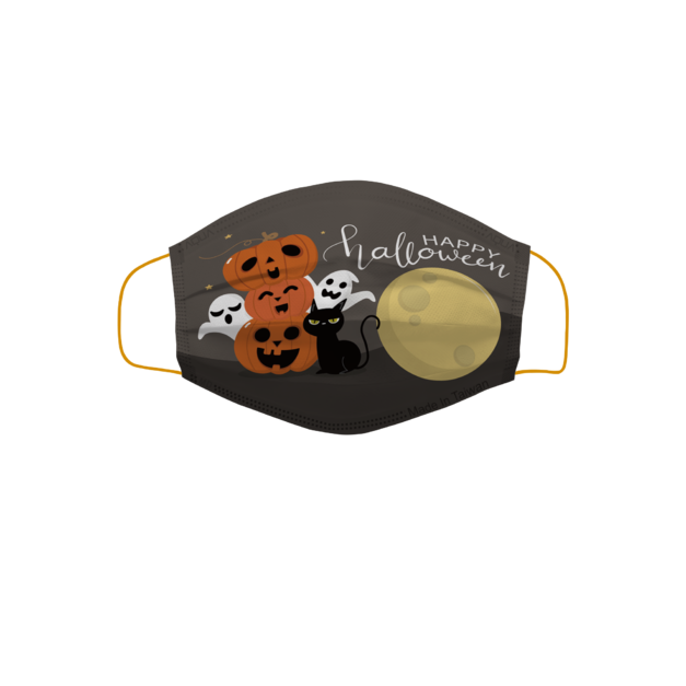 水舞平面醫用口罩(成人)-月光光喵慌慌 萬聖節10入
