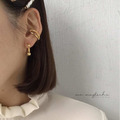 韓 麻花雙環耳夾 (一對販售)_1