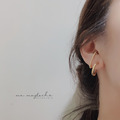 韓 小波堤偽雙環耳環（925純銀耳針,單隻販售）_1