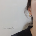 韓 小波堤偽雙環耳環（925純銀耳針,單隻販售）