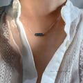 韓 925純銀小方牌項鍊_1