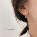 韓 10K金系列 珍珠鏈條耳環（單隻販售）_1