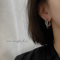韓 粗環交叉耳環