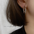 韓 粗環交叉耳環_2