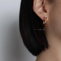 韓 水滴易扣式耳環_2