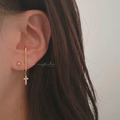 韓 小十字架耳勾 925純銀耳針_1