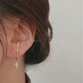 韓 小十字架耳勾 925純銀耳針