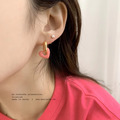 韓 圓角糖果色愛心耳環（兩種戴法）_5