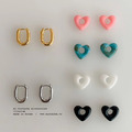 韓 圓角糖果色愛心耳環（兩種戴法）