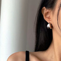韓 半圓空心耳環_1