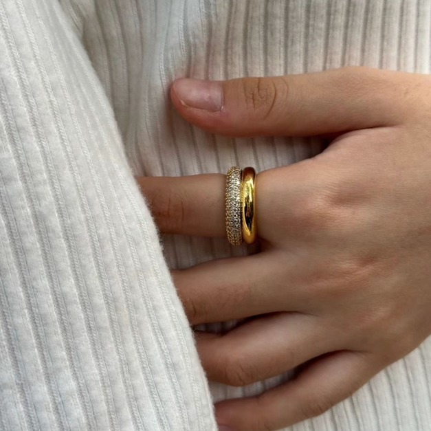 韓 小鑽雙圈手戒