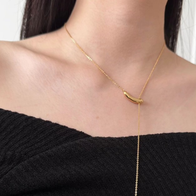 韓 微笑豆豆垂墜項鍊（長度可自由調整）