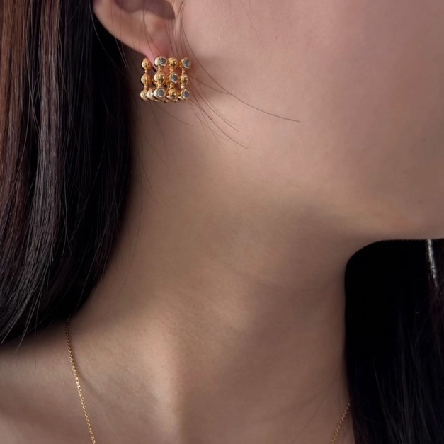 韓 立體方塊耳環