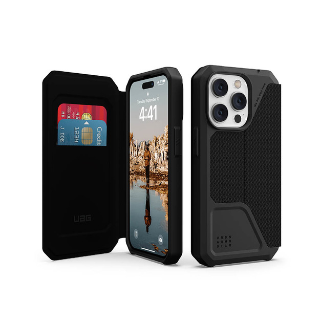 UAG iPhone 14系列 翻蓋收納款 耐衝擊手機保護殼 - 軍用黑