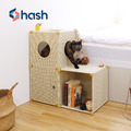 【hash】織暮系列仿藤編織貓屋L型櫃-2色可選-DIY