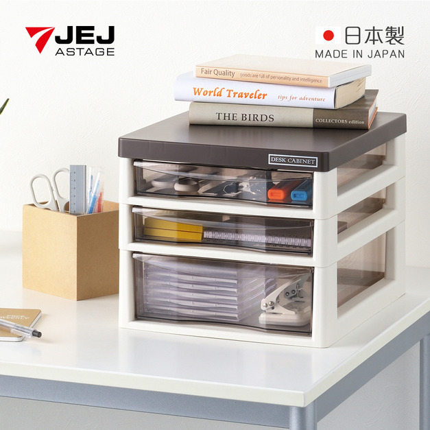 【日本JEJ ASTAGE】日製桌上型頂板強化A4文件收納櫃-1大抽2小抽