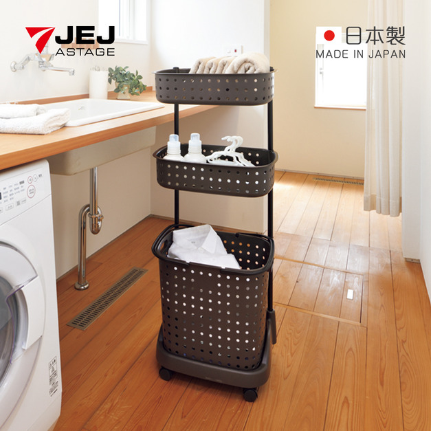 【日本JEJ ASTAGE】leqair 日製三層分類洗衣籃推車-DIY-多色可選