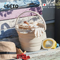 【日本ISETO】日製圓形多功能伸縮折疊式水桶(附瀝水托盤)-8L-多色可選_3
