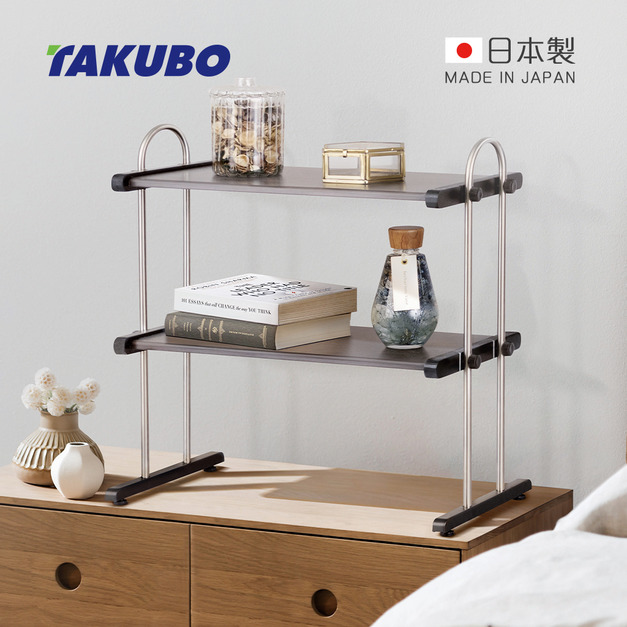 【日本田窪工業所 TAKUBO】日製雙層木紋桌上置物架-寬40cm-DIY
