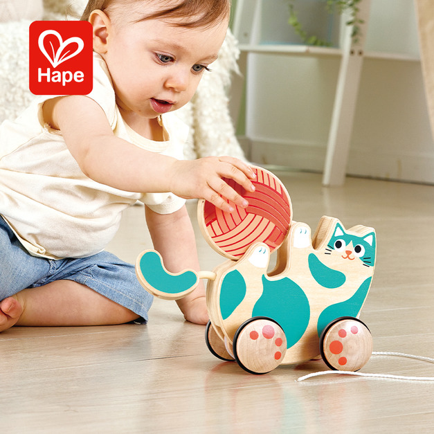 【德國Hape】貓咪學步牽繩玩具