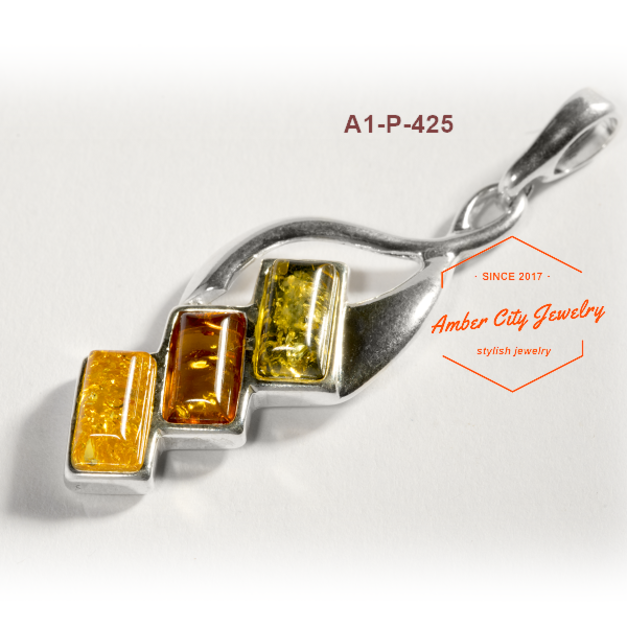 三葉幸運草琥珀純銀墜子| ACJ 歐風小舖- Amber City Jewelry