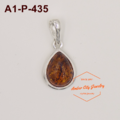 樹脂的淚珠琥珀純銀墜子
